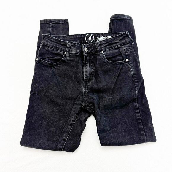 All Saints Spitalfields Black Charcoal Denim Jeans Size 27 - Picture 3 of 7